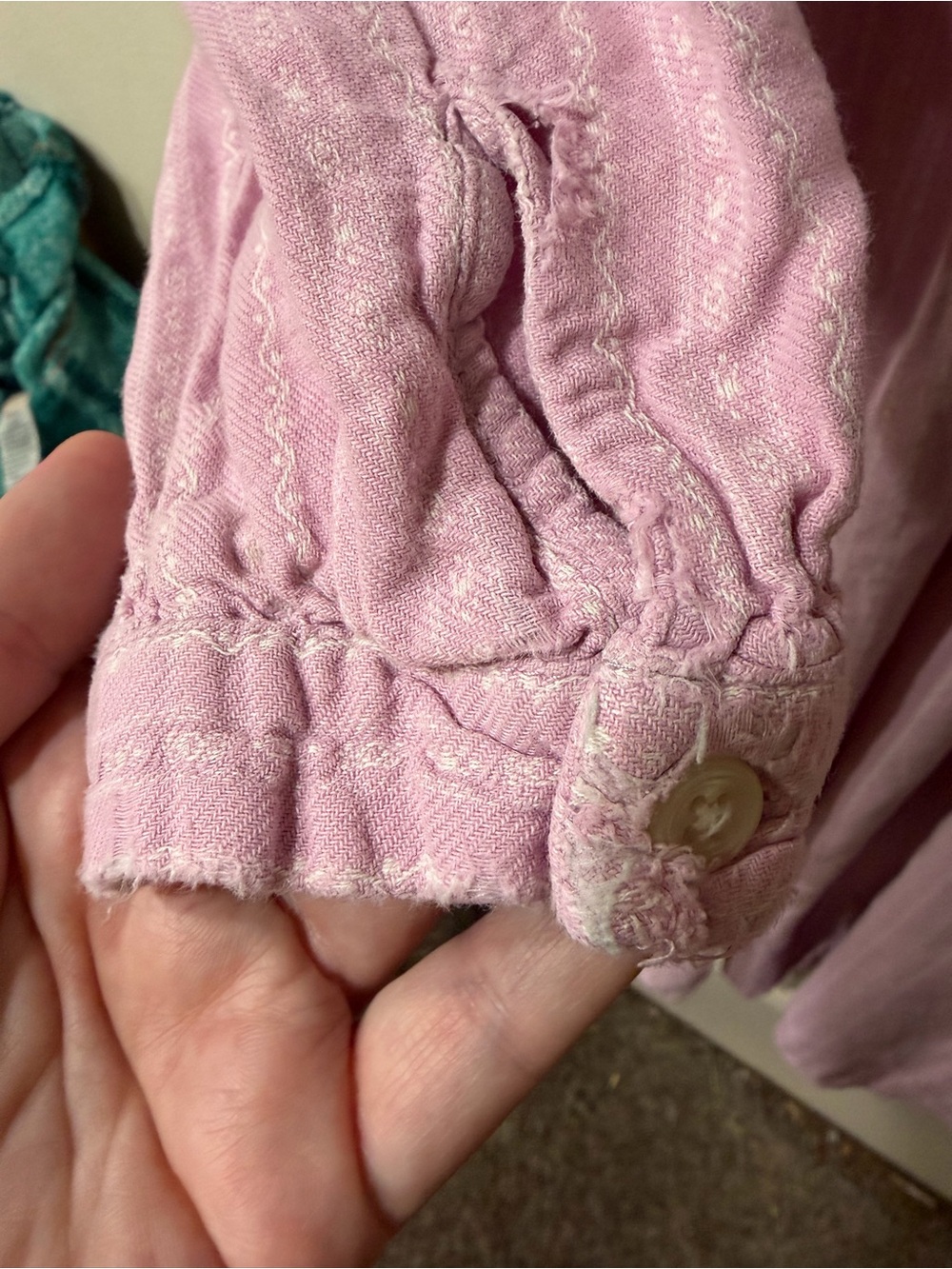 L.L. Bean Light Pink Dobby Striped Pintuck Flannel Nightgown. - Picture 7 of 8
